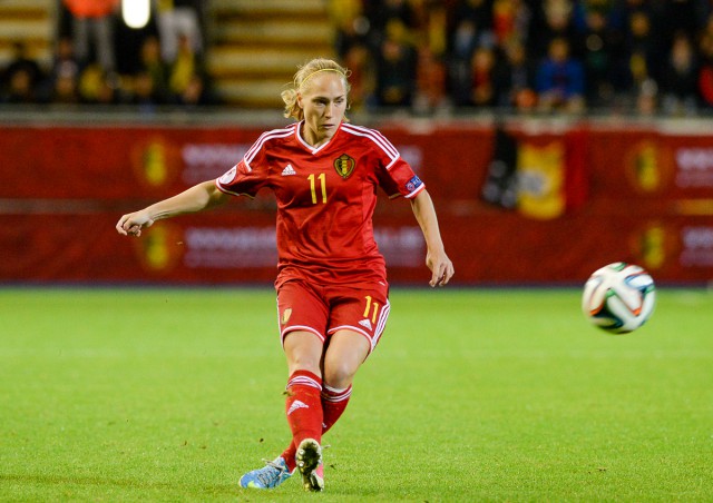 Janice Cayman lukte tegen Bosnië-Herzegovina de mooiste goal van de avond! Foto - David Catry