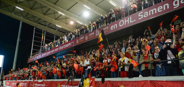 Een record aantal toeschouwers kwamen hun Belgian Red Flames aanmoedigen in Leuven! Foto - Sportpix.be / David Catry