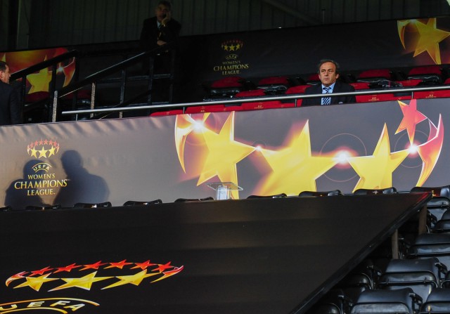 Michel Platini, de voorzitter van de UEFA, heeft nog geen UWCL-finale gemist. Komt hij in oktober ook eens naar Sclessin? Sportpix.be | David Catry