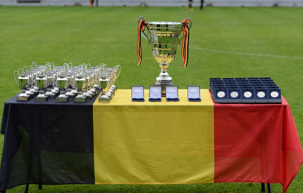 20150514 - BEVEREN , BELGIUM : Belgian Women's cup pictured during the final of Belgian cup, a soccer women game between SK Lierse Dames and Club Brugge Vrouwen , in stadion Freethiel Beveren , Thursday 14 th May 2015 . PHOTO DAVID CATRY