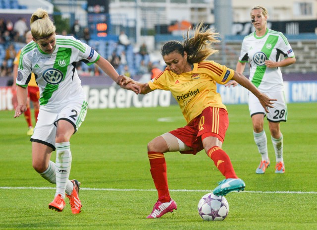 Marta, hier aan de bal in de UWCL-finale met Tyresö tegen VfL  Wolfsburg, kon niet winnen op bezoek bij Kristianstads DFF.  PHOTO DAVID CATRY