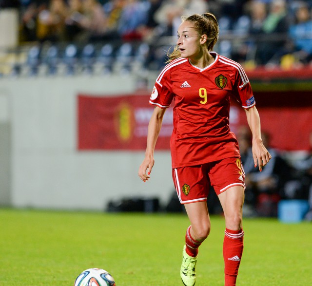 Sparkle Red Flame Tessa Wullaert had in elk Belgisch doelpunt in Leuven een aandeel! Foto David Catry