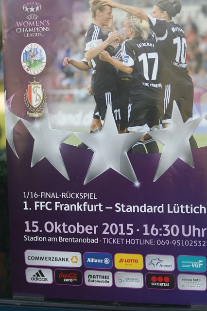De Belgische landskampioen Standard gaat op donderdag 15 oktober 2015 op bezoek bij 1.FFC Frankfurt, de titelverdediger in de UWCL! Foto - Paul Dijkmans