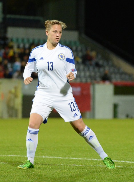 Antonela Radeljic zette met een doelpunt voor Bosnië-Herzegovina thuis tegen Estland de eindstand op het bord! Foto - David Catry