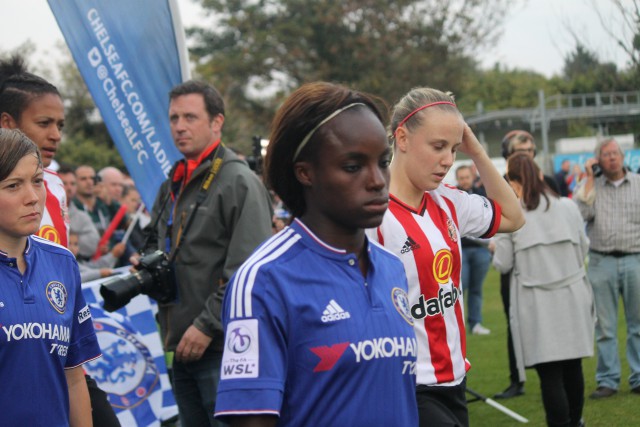 Eniola Aluko, hier in het shirt van Chelsea, scoorde voor Engeland in het vriendschappelijke duel op bezoek bij China! Foto - MamPict
