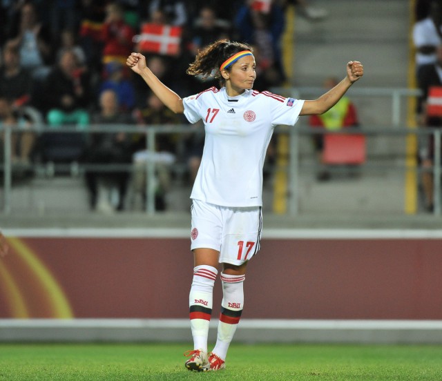 Nadia Nadim, de balvirtuose van Denemarken, scoorde meteen het winnende doelpunt tegen Canada! Foto - David Catry