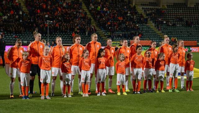 Nederland voor de start van het Olympisch kwalificatietornooi in eigen land tegen Zwitserland. Foto - David Catry