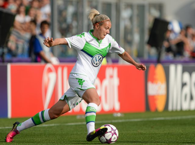 Zsanett Jakabfi, hier nog tijdens de UWCL-finale 2016, scoorde 3 keer op bezoek bij Chelsea! Foto - Sportpix.be / David Catry