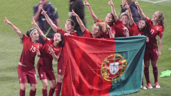 De vreugde bij Portugal na de kwalificatie voor het EK 2017! Foto - (c) Vrouwenteam.be / MaMPict