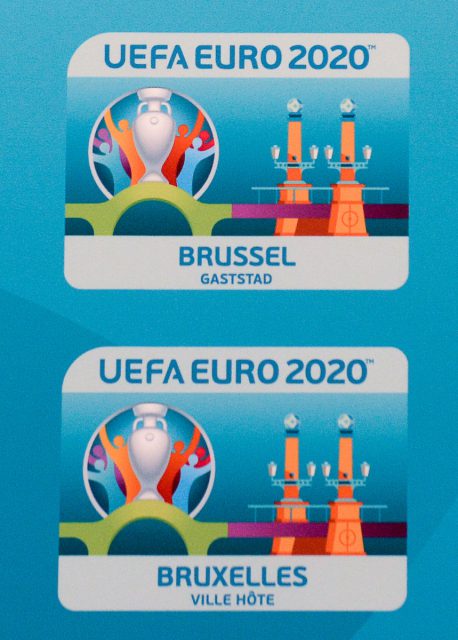 Het Euro 2020 logo voor de stad Brussel! - Foto - (c) Sportpix.be / Dirk Vuylsteke