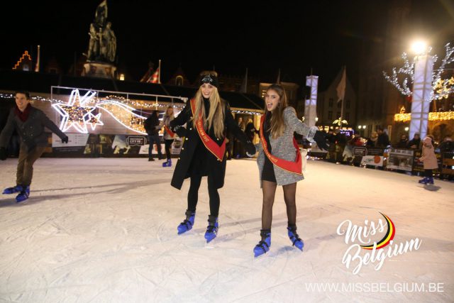Maithé Rivera Armayones trekt normaal gezien de voetbalschoenen aan maar dit keer waren het schaatsen op de kerstmarkt in Brugge! Foto - (c) Miss België 2017